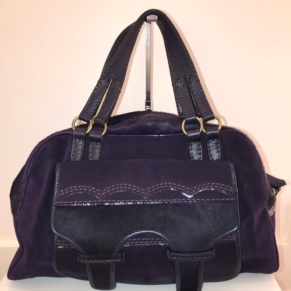 KENZO Purple Suede and Ponyhair Weekender Tote Bag - Picture 4 of 12